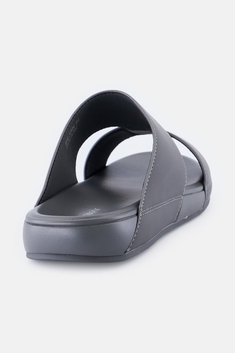 Algspar Men Slip On Arabic Sandals, Dark Grey - Image 3