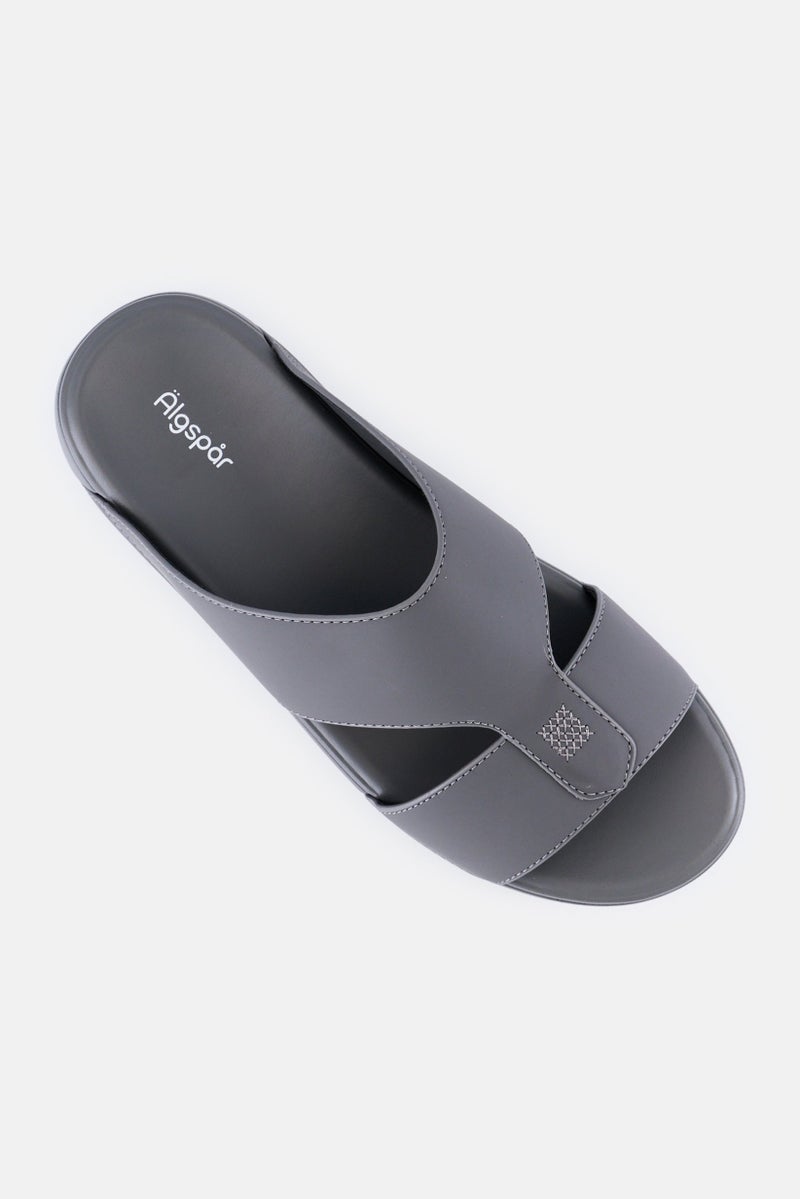 Algspar Men Slip On Arabic Sandals, Dark Grey - Image 4