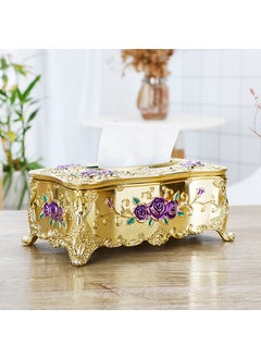Large Gold Napkin Holder Creative Plastic Tissue Box Zijin Rose