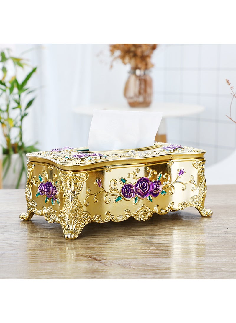 Generic Large Gold Napkin Holder Creative Plastic Tissue Box Zijin Rose 