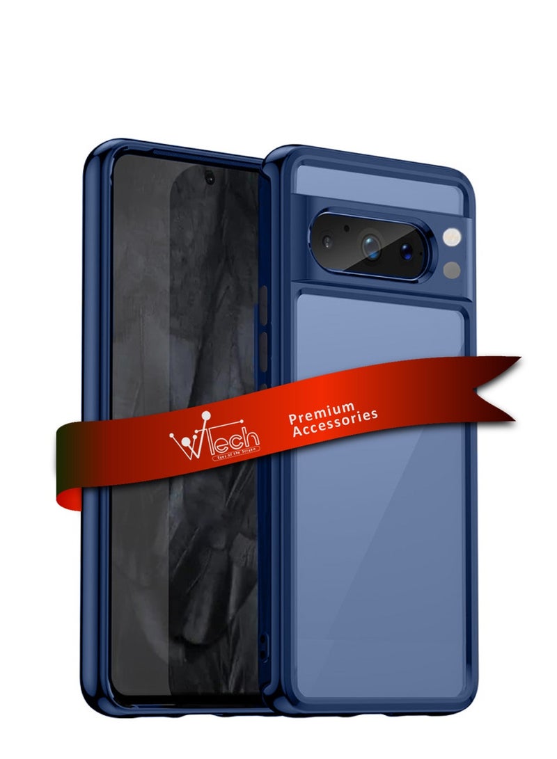 Wtech Hybrid Silicone with Translucent Back Protective Lens Sheild Case Cover For Google Pixel 8 Pro 5G 2023 Navy Blue - Image 1