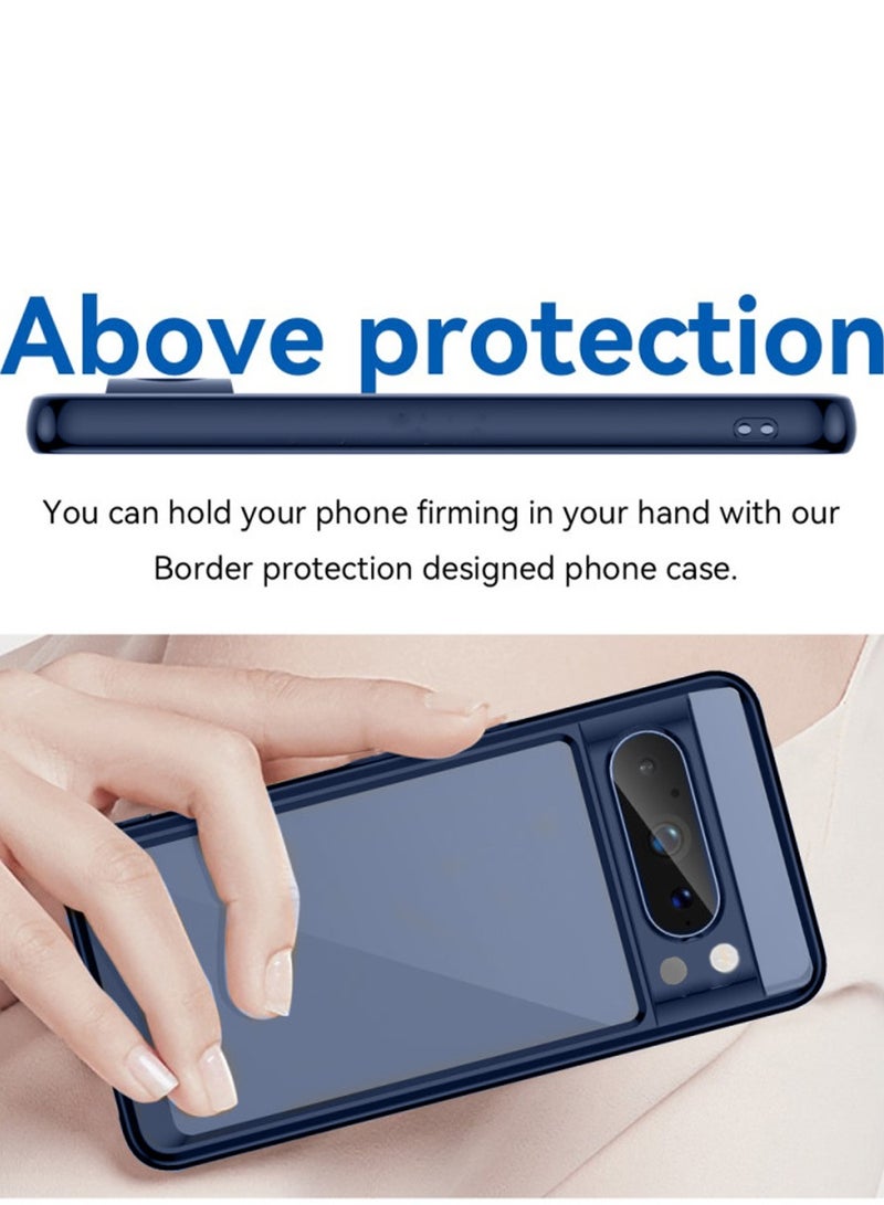 Wtech Hybrid Silicone with Translucent Back Protective Lens Sheild Case Cover For Google Pixel 8 Pro 5G 2023 Navy Blue - Image 5