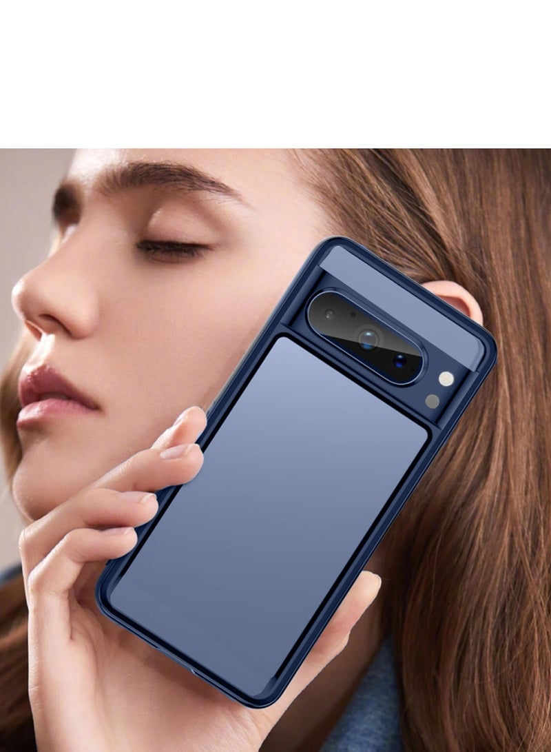 Wtech Hybrid Silicone with Translucent Back Protective Lens Sheild Case Cover For Google Pixel 8 Pro 5G 2023 Navy Blue - Image 3