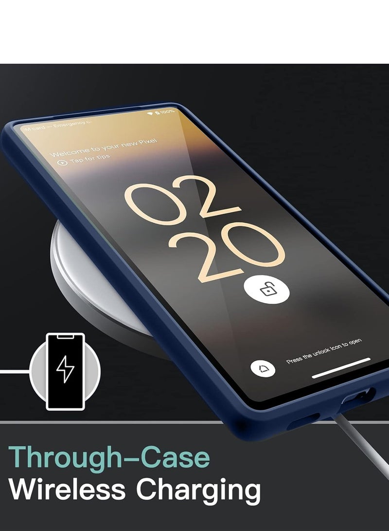 Wtech Hybrid Silicone with Translucent Back Protective Lens Sheild Case Cover For Google Pixel 8 Pro 5G 2023 Navy Blue - Image 4