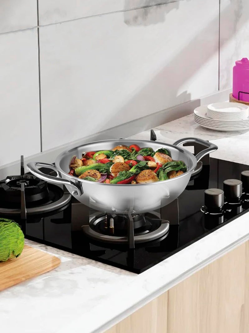 Home Pro HOME-PRO Triply Stainless Steel Kadhai 22cm Diameter with lid 2.1L Capacity (Triply, Induction Bottom) - Image 3