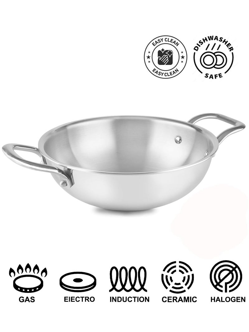 Home Pro HOME-PRO Triply Stainless Steel Kadhai 22cm Diameter with lid 2.1L Capacity (Triply, Induction Bottom) - Image 5