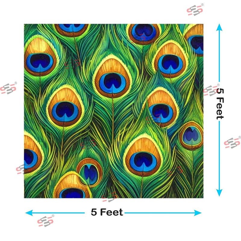 S2S قماش خلفية ريش لتزيين البوجا التقليدي، قماش تزيين خلفية | قماش ستارة للمهرجانات والفعاليات والمناسبات - (5 × 5 قدم) - Image 5