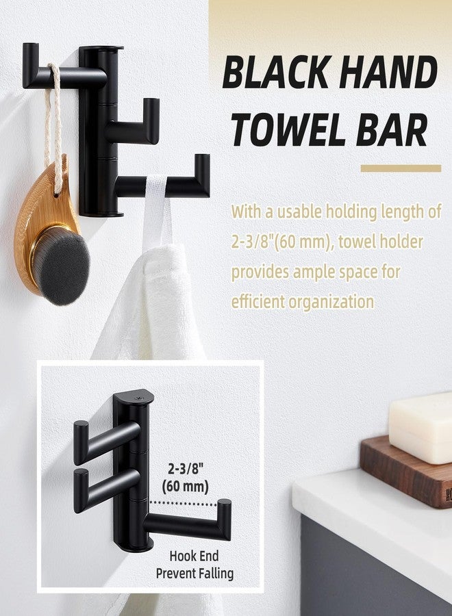 APLusee Swivel Towel Hook, 304 Stainless Steel Foldable Clothes Hook with Multi Three Rotating Arm, Flexible Bathroom Kitchen Storage Hanger Wall Mounted, Matte Black - Image 5