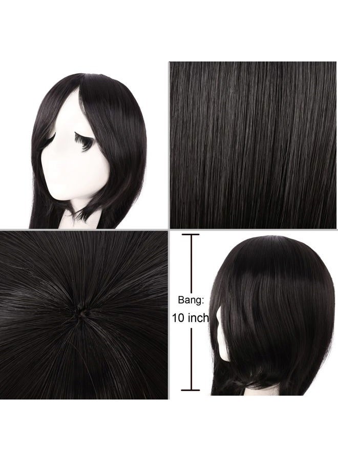 MapofBeauty 40" 100cm Oblique Bangs Anime Costume Long Straight Cosplay Wig Party Wig (Black) - Image 4