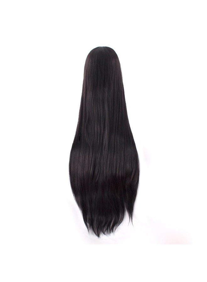 MapofBeauty 40" 100cm Oblique Bangs Anime Costume Long Straight Cosplay Wig Party Wig (Black) - Image 3