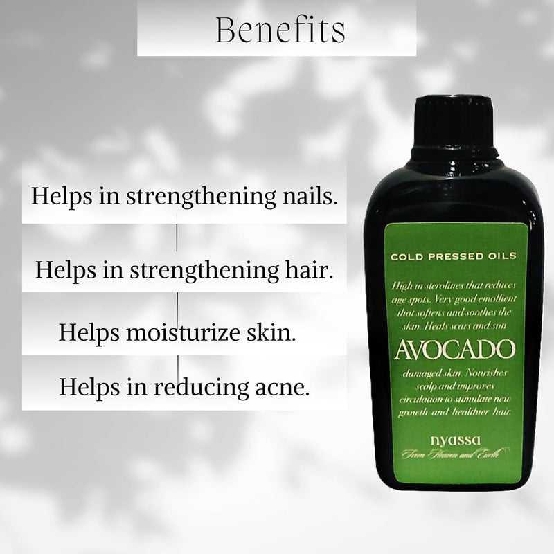 Nyassa Avocado Oil 100ml 100 Pure Natural Cold Pressed Rich in Vitamin E Prevents Age Spots For Face Body Hair No Chemicals Parabens or Cruelty - Image 3