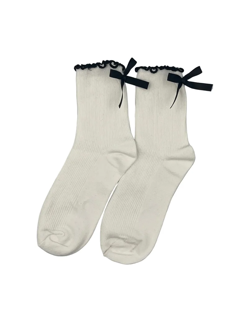 Prickly Pear 3 Pack of Scallop Edge Bow Crew Socks, One Size Fits Most