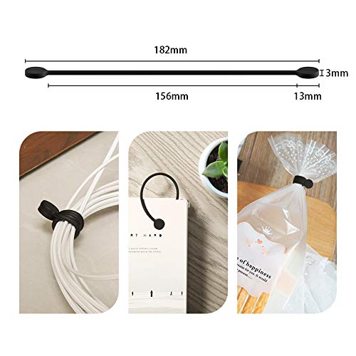 SMART&COOL Reusable Silicone Magnetic Cable Ties for Bundling and Organizing, Holding Stuff, Book Markers, Fridge Magnets, Assorted Color, 7.16'' (10-Pack, Black) - Image 3