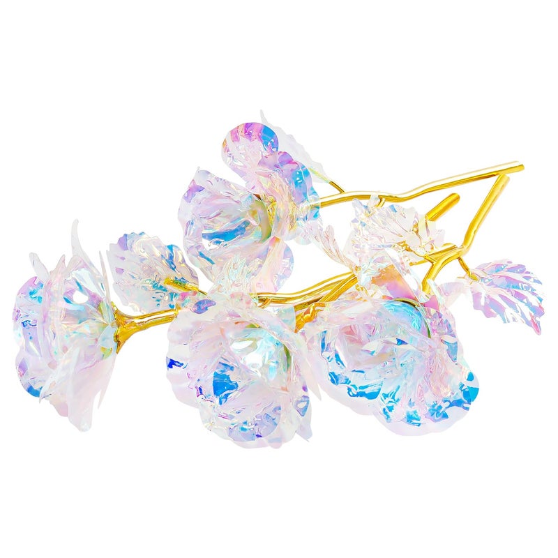 Warmtree 18 Pcs Galaxy Rose Colorful Rainbow Artificial Flowers Crystal Flower Best Gifts for Mother's Day Thanksgiving Valentine's Day Girl's Birthday Party - Image 3
