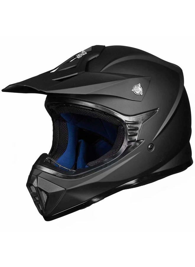 ILM خوذات دراجات التراب للكبار - خوذة موتوكروس ATV دراجة ترابية BMX MX أوف رود كاملة الوجه للدراجات النارية، موديل 128S معتمد من DOT (أسود غير لامع، للكبار - L) - Image 1