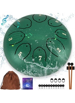 Generic Steel Tongue Drum: 6 Inch 8 Notes Rain Drum for Outdoor Use, Hang Drum Instrument, Handpan Drum for Kids, Sound Healing Meditation (Emerald)  - Image 1