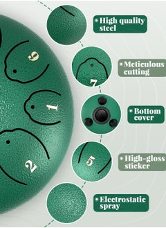 Generic Steel Tongue Drum: 6 Inch 8 Notes Rain Drum for Outdoor Use, Hang Drum Instrument, Handpan Drum for Kids, Sound Healing Meditation (Emerald)  - Image 3