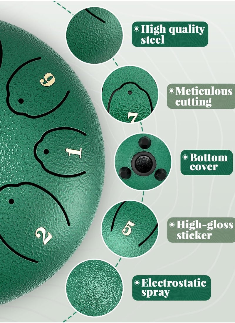 Generic Steel Tongue Drum: 6 Inch 8 Notes Rain Drum for Outdoor Use, Hang Drum Instrument, Handpan Drum for Kids, Sound Healing Meditation (Emerald)  - Image 3