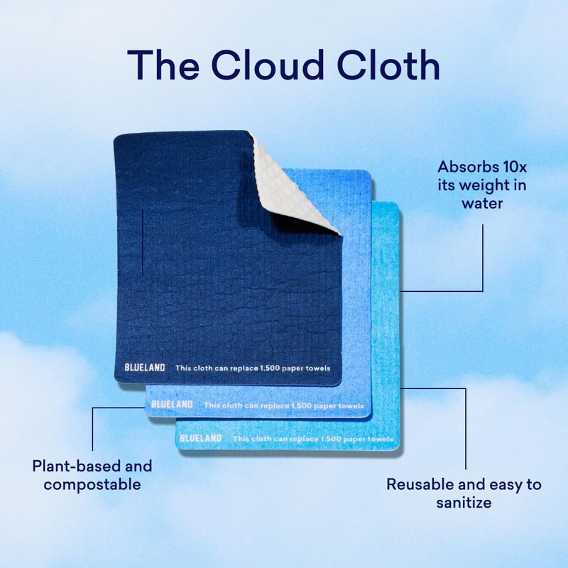 BLUELAND Cloud Cloth, 3-Pack, Reuseable Paper Towel Replacement, Natural Swedish Dish Kitchen Sponge - Image 4