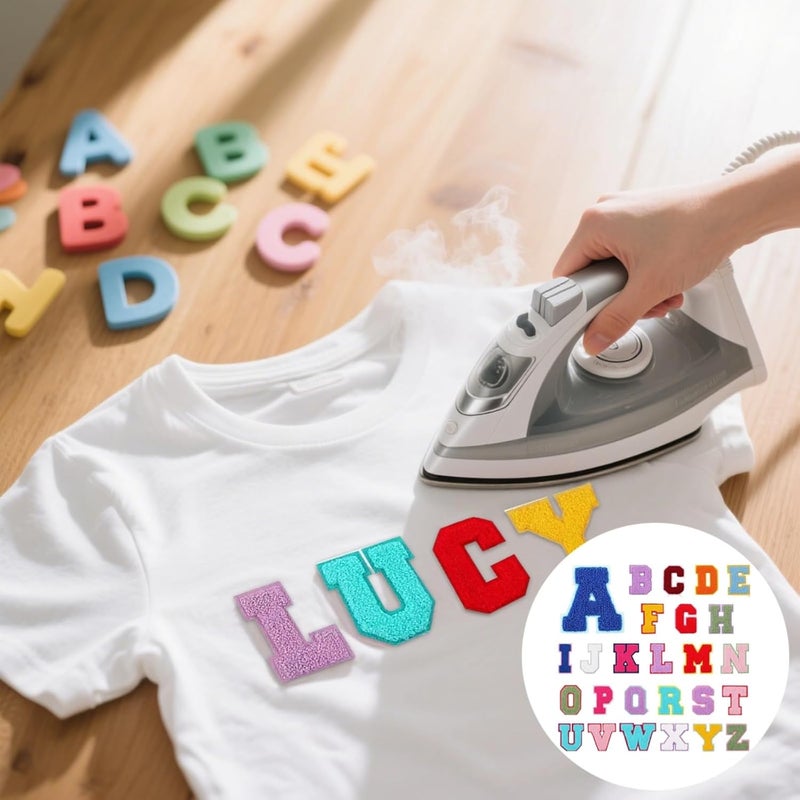 52 Chenille Letter Patches Iron On, 2.8 in, Rainbow Alphabet Applique, Embroidered DIY Patches for Clothing, Bags Decoration - Image 3