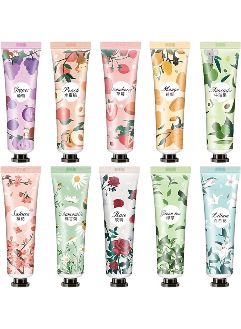 10 Pack Plant Fragrance Hand Cream, Moisturizing Hand Care Cream Gift Set, Mini Hand Lotion Travel Size in Bulk, Gifts for Women, Mom, Sister  - Image 1