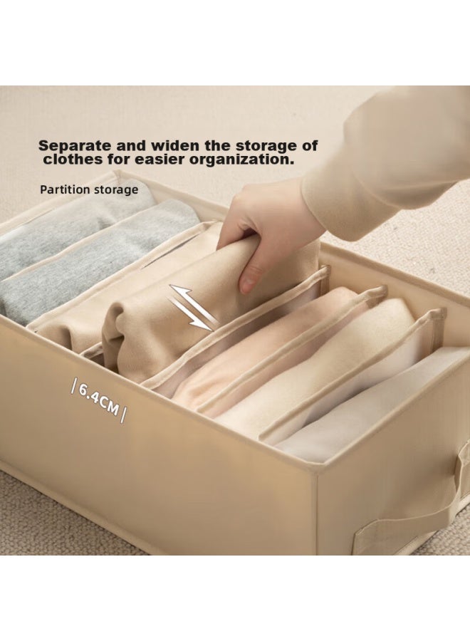 Eachy Clothes And Pants Storage Box, Wardrobe Organizer, Compartmentalized Denim Storage Container, Beige - 7 Compartments - Image 2