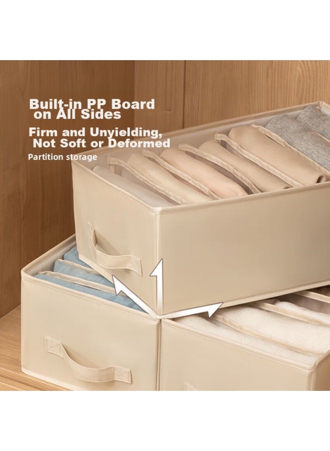 Eachy Clothes And Pants Storage Box, Wardrobe Organizer, Compartmentalized Denim Storage Container, Beige - 7 Compartments - Image 3
