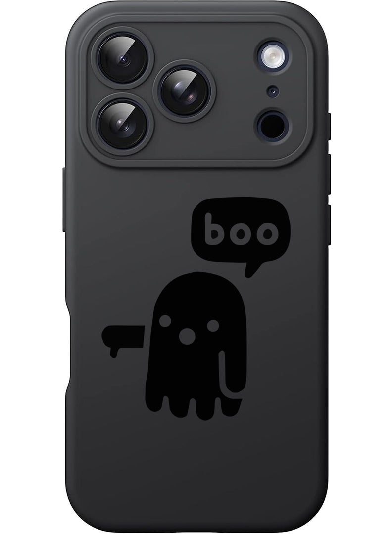 Theodor Protective Slim Fit Case Liquid Silicone Cover with Full Body Protection Anti-Scratch Shockproof Case For Apple iPhone 17 Pro (Black) Boo - Black - Image 1