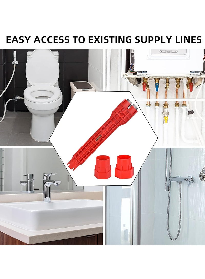 8-in-1 Faucet and Sink Wrench – Multi-Functional Sink Installer Tool for Bathroom, Kitchen, Toilet Bowl Plumbing – Faucet Nut & Supply Line Wrench with Spirit Level - Image 3