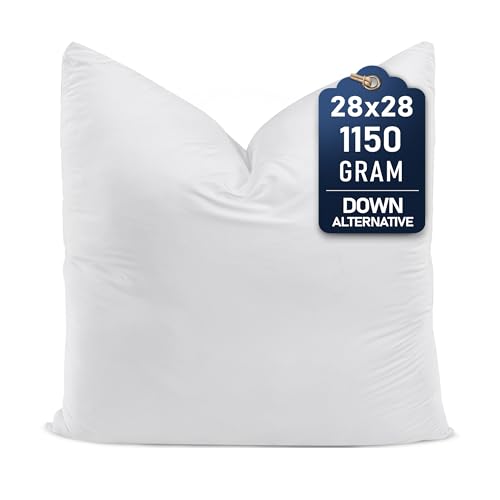 Utopia Bedding Throw Pillows Set of 1 White 28 x 28 Inches Down Alternative Pillows for Bed Sofa and Couch Fluffy Decorative Stuffer Pillow for Indoors Outdoors - Image 1