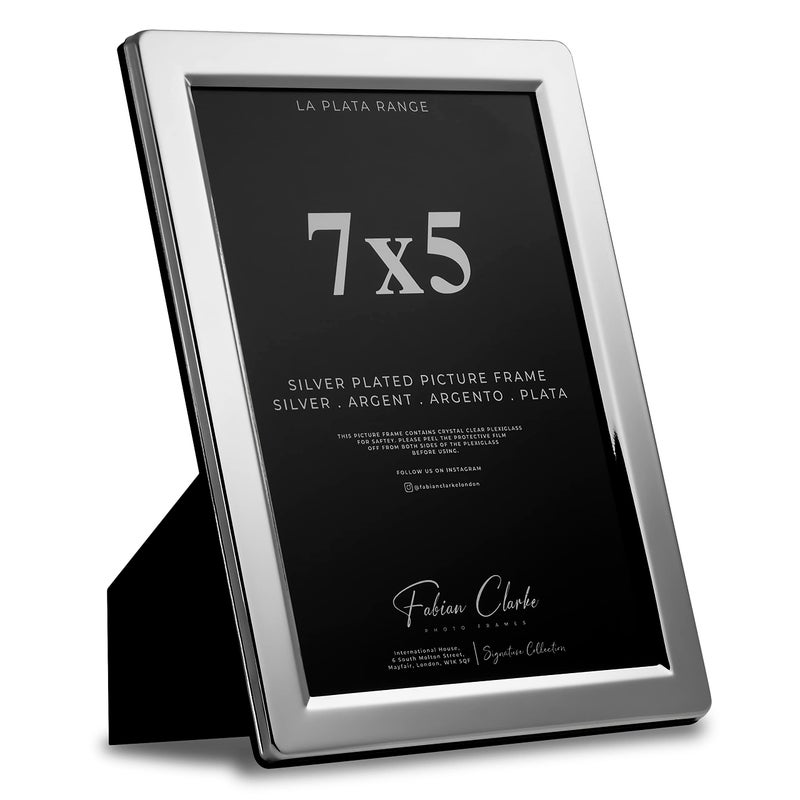 Silver Plated Photo Frame Picture Frame Plain Satin Finish and Tarnish Protected for Wedding Picture or Family Photos 7x5