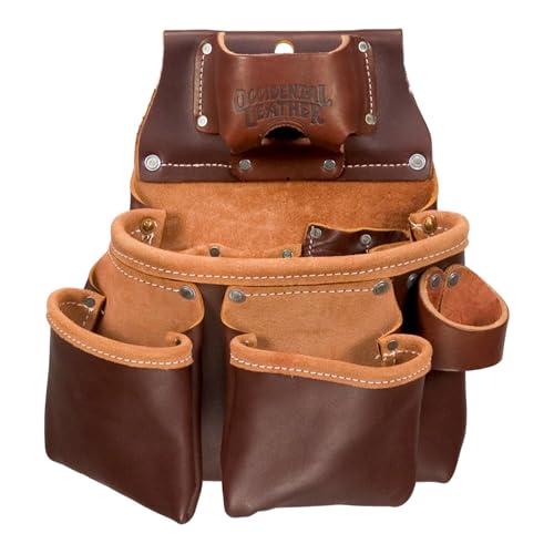 Occidental Leather حقيبة أدوات برو 3 جيوب من أوكسيدنتال ليذر مع حامل شريط - كافيه - 12 جيب وحامل أدوات - مصنوعة في الولايات المتحدة - Image 1