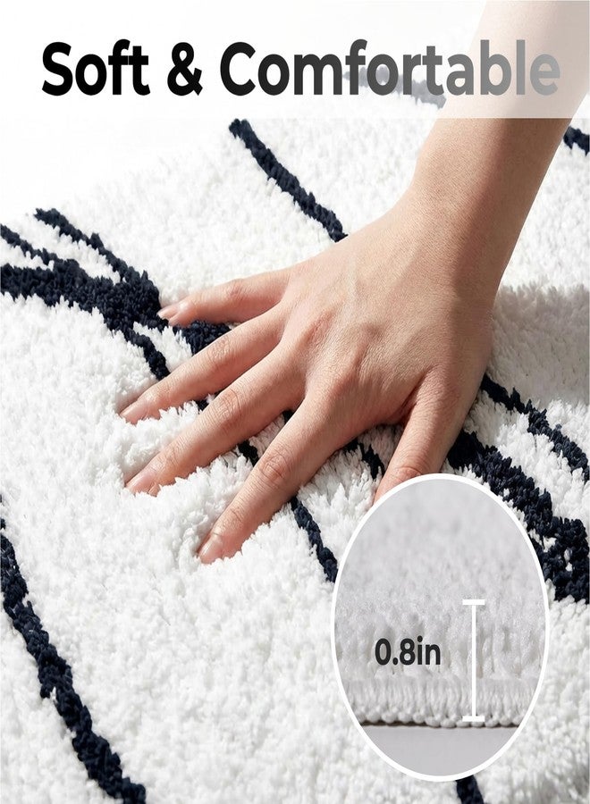 Tititex Luxury White Black Curve Line Bathroom Rug Set, 20x32 inch + 16x24 inch 2 pcs Extra Soft and Absorbent Microfiber Bath Rugs, Non-Slip Plush Shaggy Carpet,Mats for Floor, Tub and Shower - Image 5