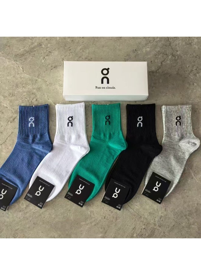 ON "5 pieces On Running socks men's and women's sports and leisure cotton socks" - Image 1