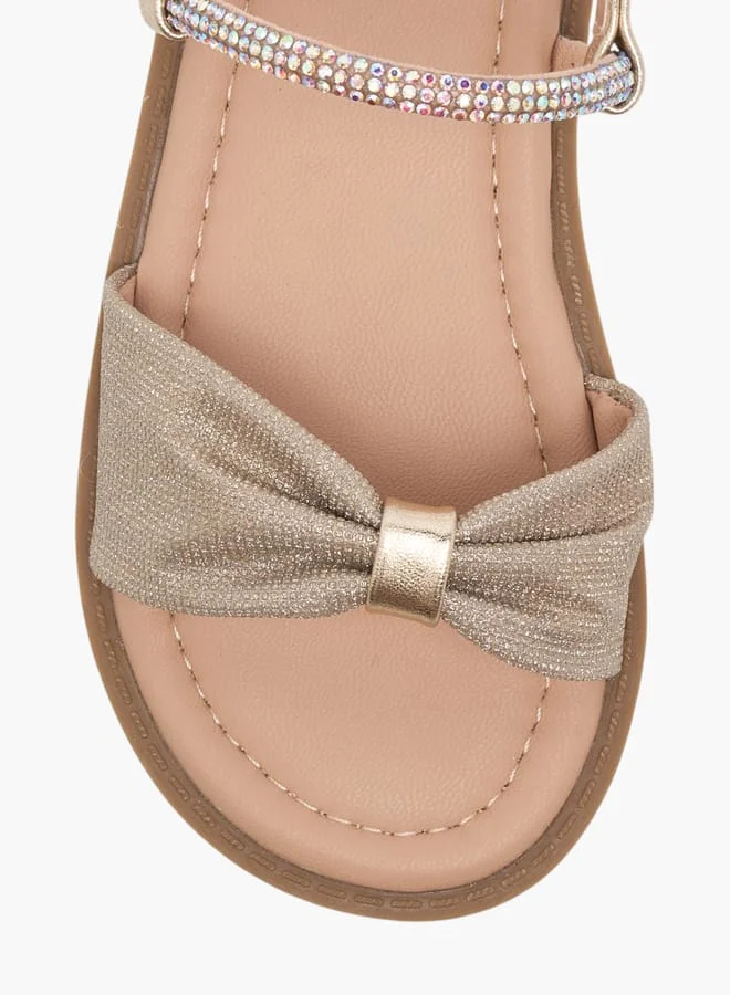 JUNIORS Girls Embellished Sandals with Hook and Loop Closure