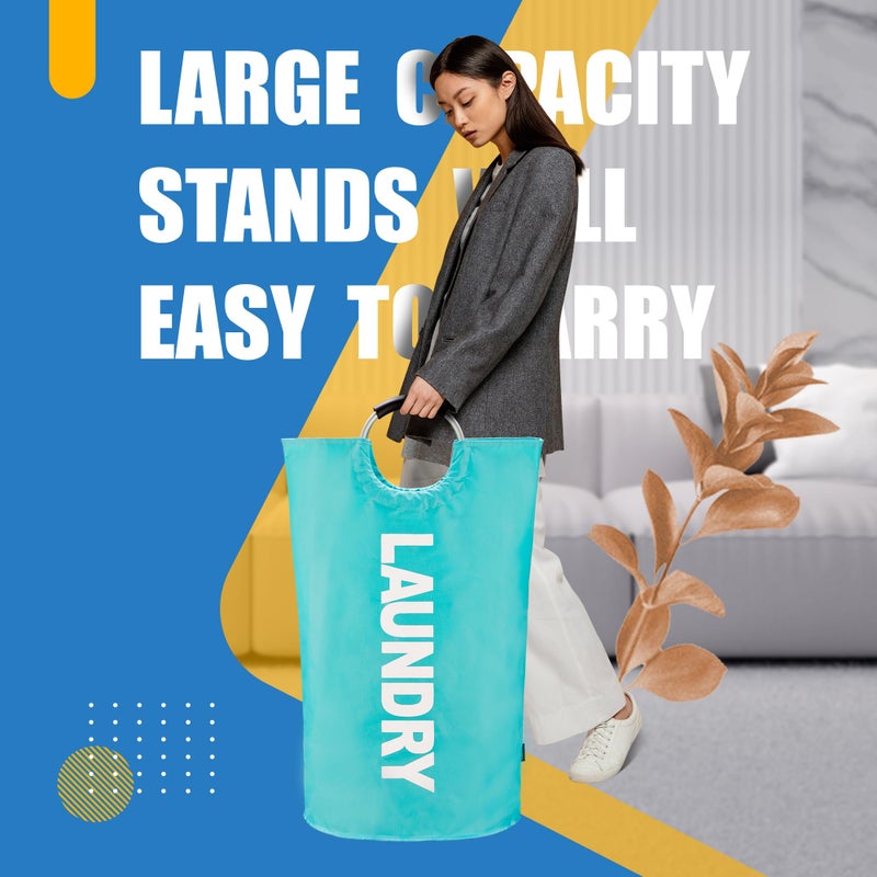 Caroeas 90L Laundry Basket (13 Colors), Waterproof Laundry Hamper, Laundry Bag with Padded Handles, Clothes Hamper Stands Up Well, Collapsible Laundry Basket Easy Storage - Image 3