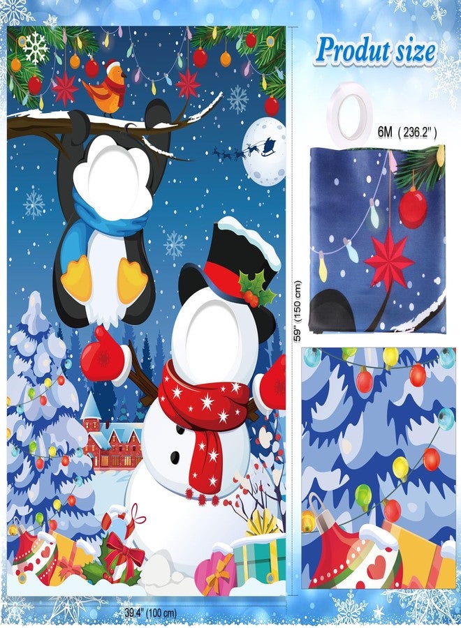 هواف لافتة تصوير رجل الثلج على شكل بطريق من HOWAF، دعائم وجه رجل الثلج والبطريق في الحفرة، لافتة خلفية مضحكة لدعائم التصوير في عيد الميلاد لتزيين حفلات عطلة عيد الميلاد - Image 2