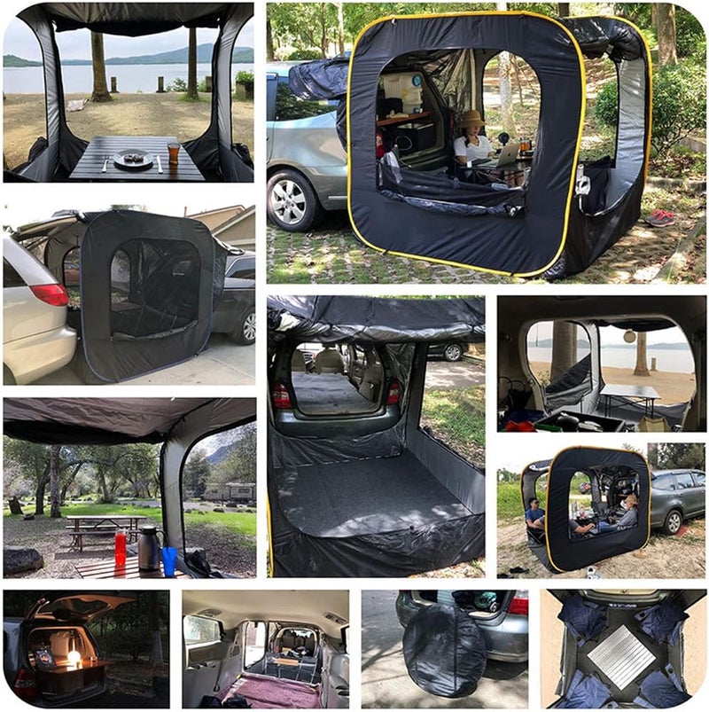ARAST Car Awning Sun Shelter, Portable Waterproof Roof Top Tent Car Canopy - SUV Trunk Tent Car Tail Tent with Big Screen & Extendable Awning (Black 200X200X196CM) LEOWE - Image 3
