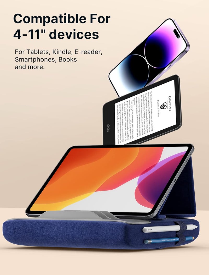 jsaux Tablet Pillow Stand, Tablet Stand Holder Dock for Lap, Bed and Desk Compatible with iPad Pro 11 10.5 9.7 10.2 Air Mini, Kindle, Tablets, Phones, E-Reader, Books and More 4-11'' devices Navy Blue - Image 5