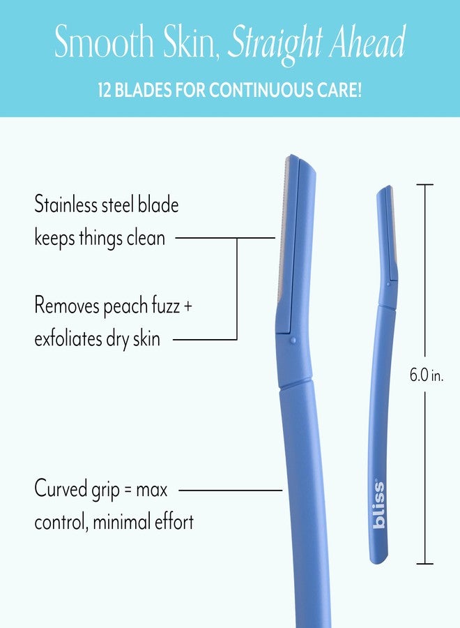 Bliss Stainless Steel Disposable Dermaplaning Tools | Facial Exfoliator and Eyebrow Razor to Dermaplane Peach Fuzz -1 Pack 12 count - Image 2