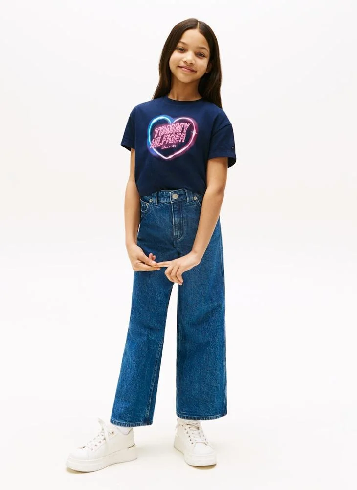 TOMMY HILFIGER Kids Photo Print Crew Neck T-Shirt