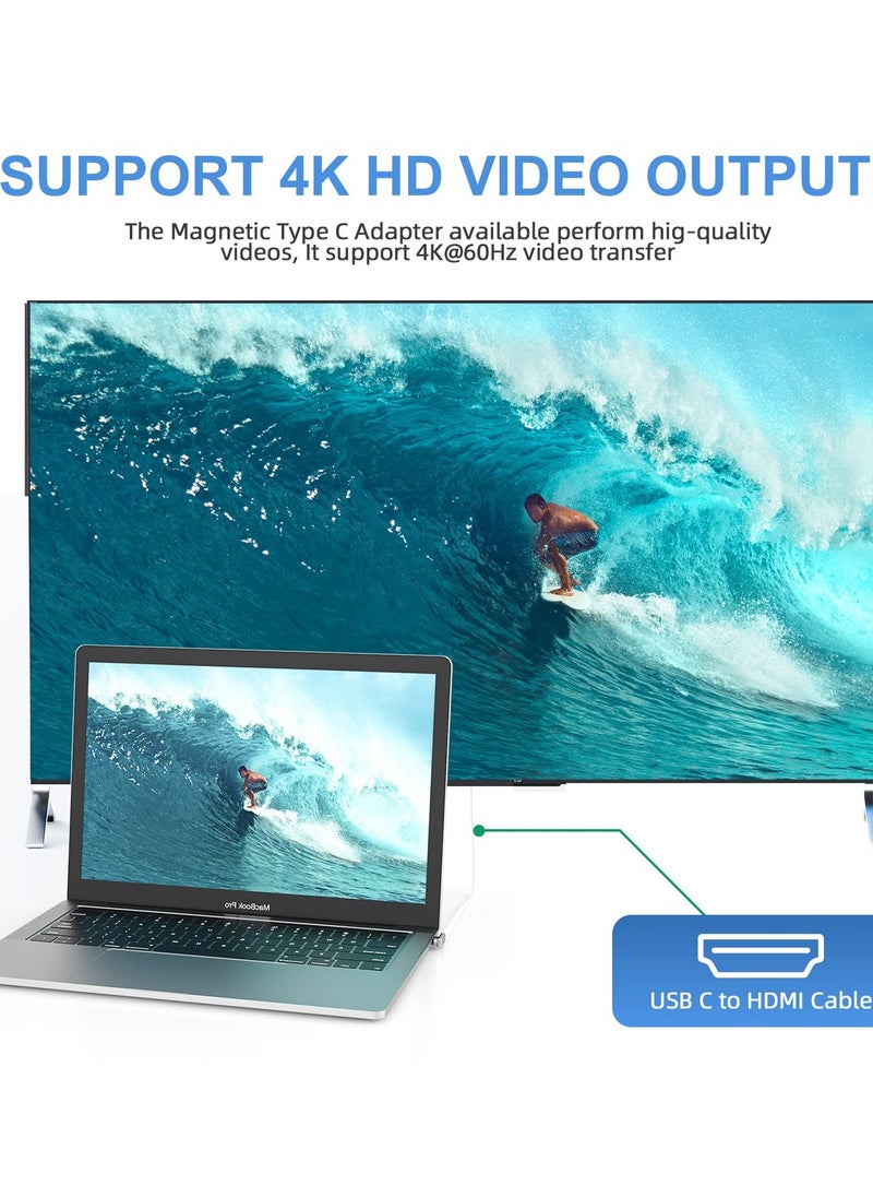 SYOSI USB C Magnetic Adapter, 24Pins Magnetic USB C Adapter with PD 100w Charge USB3.1 40Gbps Data Transfer 4K 60Hz Video Compatible for Thunderbolt 3/4 MacBook Pro/Air and More Type C Devices  - Image 5