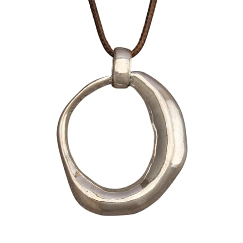 joymiao Boho Necklace for Women Silver Pendant Necklaces Chunky Circle Necklace Leather Cord Necklace Retro Style Jewelry - Image 1