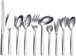 Berglander Silverware Serving Set 10 Pieces,  Stainless Steel Flatware Serving Set, Silver Serving Utensil, Anti Rust - Image 1