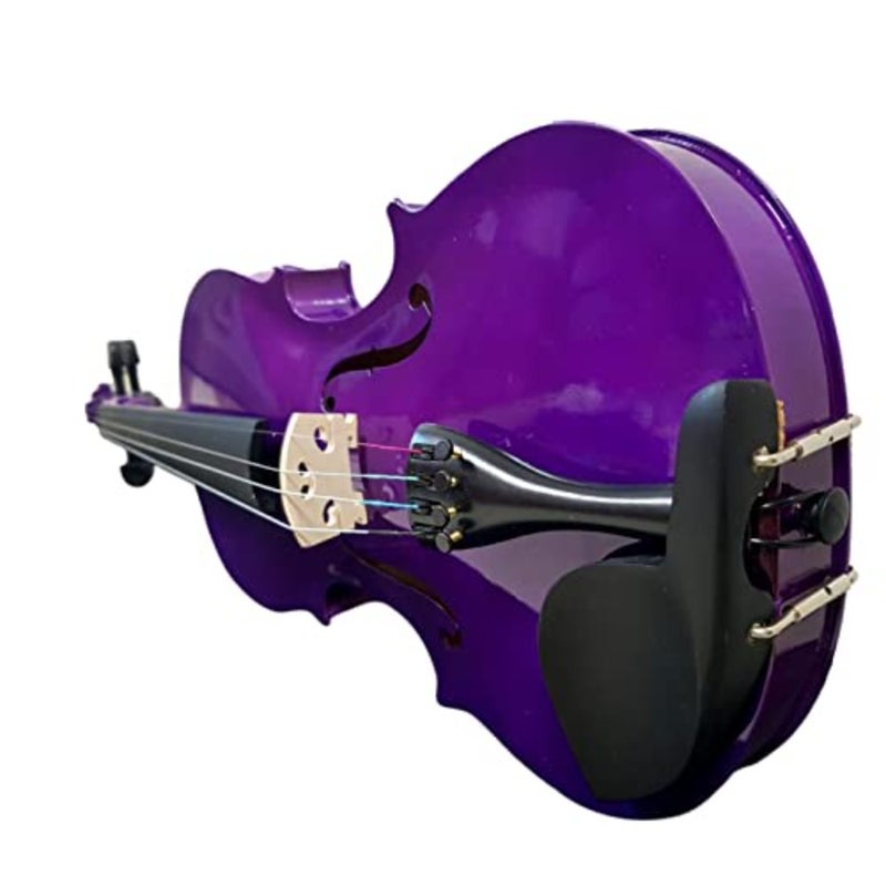 Coloured Violin 4/4 Full Size for Professional Practice, Solid Wood Body, Glossy Purple Finish, Includes Hardcase, Rosin, Bow Extra Strings - Image 5