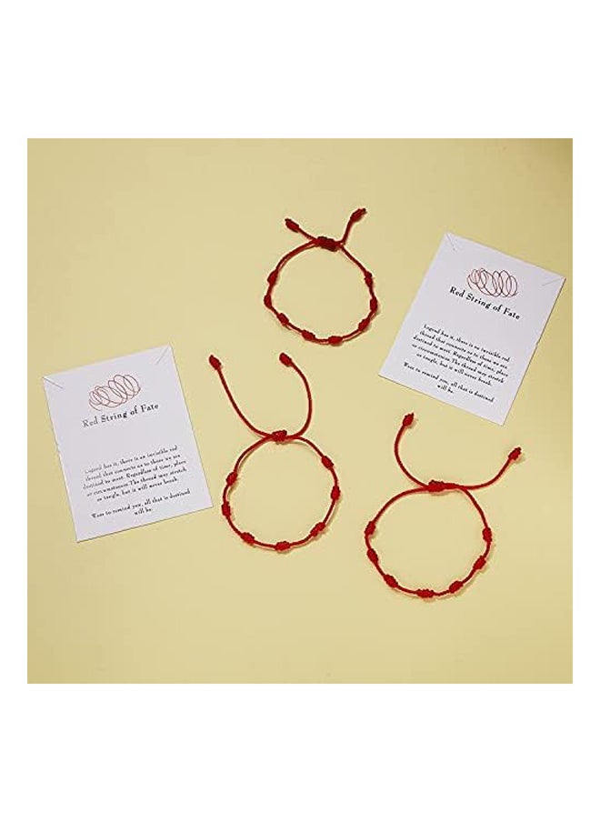 Generic - 1-2 Pcs 7 Knot Red String of Fate Bracelets Kabbalah Protection Good Luck Thread Bracelets Adjustable Red String Handmade Cord Strand String Bracelets Couples Family Friends Bracelets - Image 1