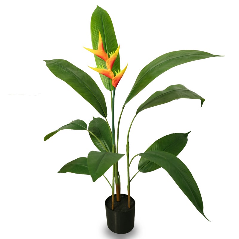 شاربدو طائر الجنة ، طوله 120 سم ، 10 أوراق ، نبات مصطنع أخضر في وعاء لتنظيم المناظر الطبيعية والديكور في الأماكن الداخلية والخارجية. - Image 1