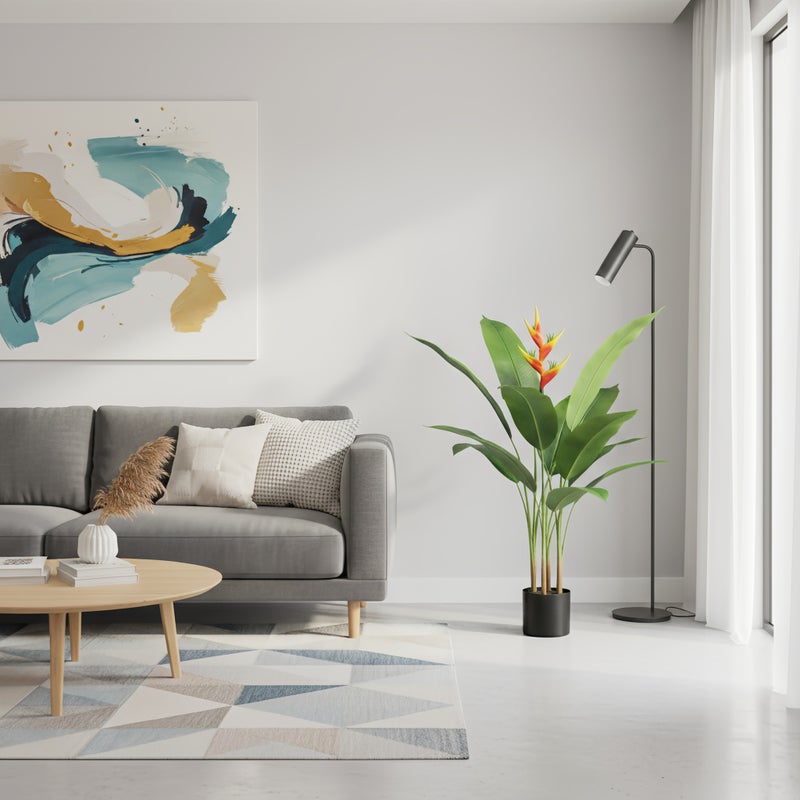 شاربدو طائر الجنة ، طوله 120 سم ، 10 أوراق ، نبات مصطنع أخضر في وعاء لتنظيم المناظر الطبيعية والديكور في الأماكن الداخلية والخارجية. - Image 4