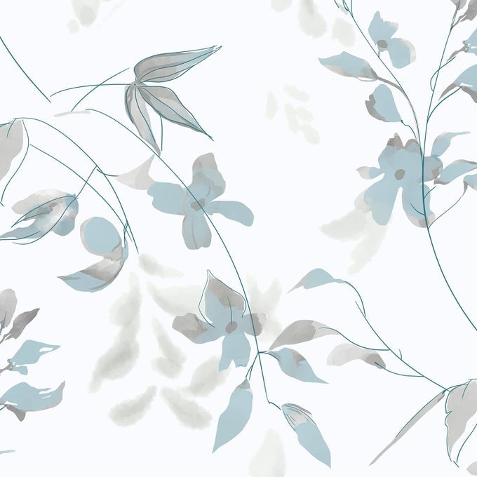PEEL AND STICK WALLPAPER BLUE FLORAL WALLPAPER BOHO REMOVABLE WATERPROOF WALL PAPER FOR BATHROOM BEDROOM LIVING ROOM LIGHT BLUE FLOWER LEAF CONTACT PAPER FOR CABINETS VINYL ROLL 1535 X 394
