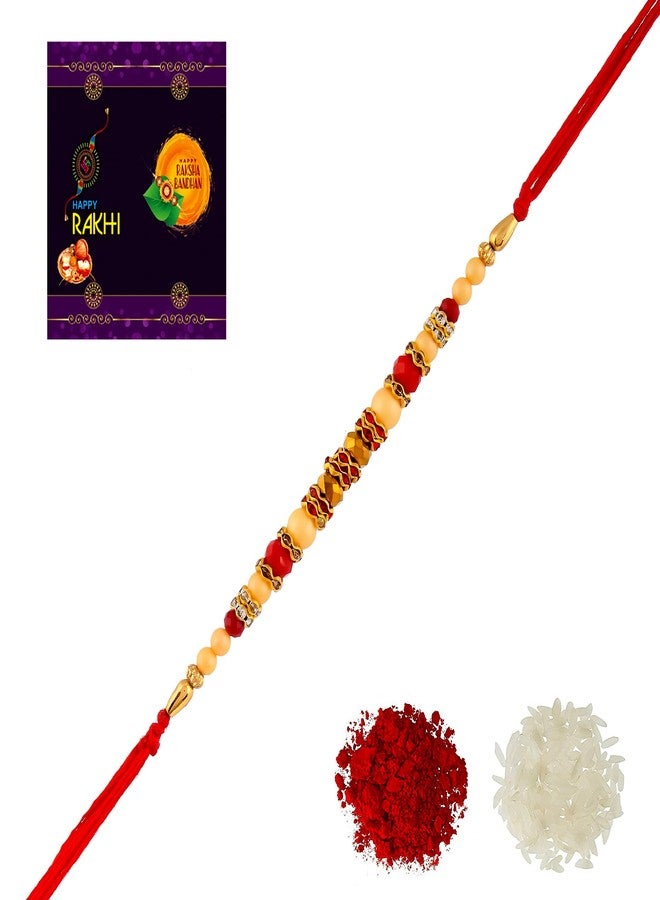 AR Eyewar Multicolor Pearl Rakhi Set For Brother Sister (R21AR1045)